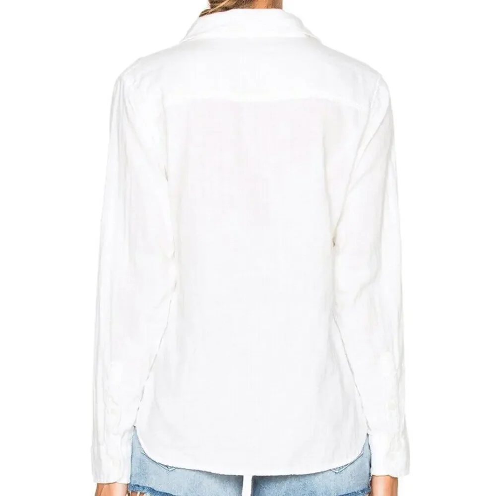 MOTHER  Lace Up Frenchie Frenchie Top Small White - Picture 4 of 10